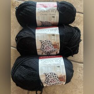 Premier Serenity Chunky Yarn Lot (3) 10.5oz 328 Yds 300 m 300 g Black